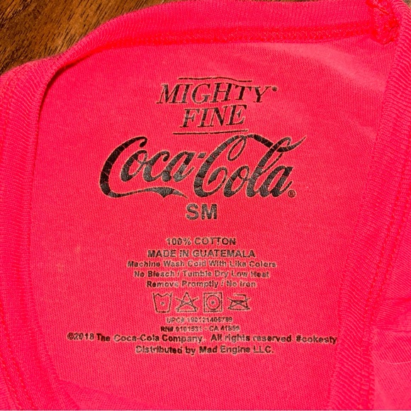 Coca Cola Classic Catch The Wave Crop Tshirt Raw Hem Sz Small Red Coke Vintage - Picture 8 of 8